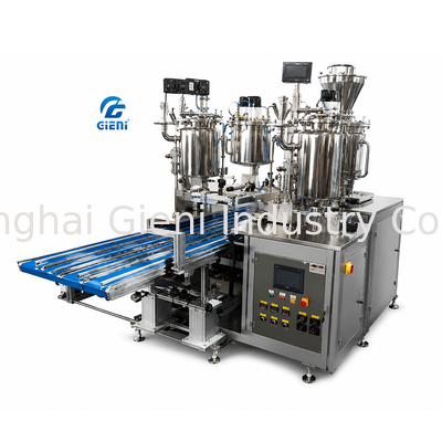 HFM-4N30L Four Nozzle Hot Filling Machine 30L Tank PLC Control Automatic Conveyor Feeding
