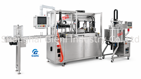GLU-900 ماشین پر کردن رژ لب کاملا اتوماتیک سیستم پمپاژ اتوماتیک مخزن 30L مخزن موبایل تجهیزات PLC Mitsubishi